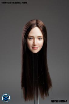 Sexy Asian Head blk long Hair im Maßstab 1:6 