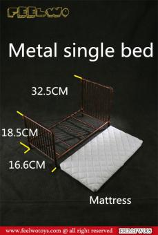 Diecast Single Bed with Mattress (Black) 1/6 