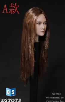 Female Asia Locken Brown Hair Head D-OO2A 