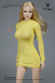 Female Side High Slit Slim Dress (Yellow) 1:6 