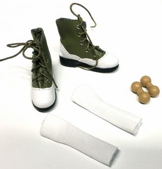 female White and olive shoes 