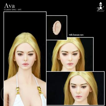 Ava - Female Character (pale) Kopf mit zwei Paar Ohren - im Maßstab 1:6 